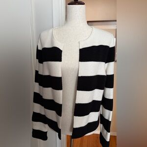 Elle Black and White Striped Cardigan
